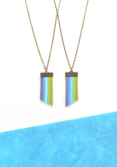 Blue & Green Gradient Fringe Necklace