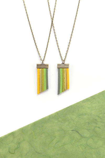 Green & Gold Gradient Fringe Necklace