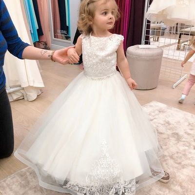 Cute a-line white tulle lace flower girl dresses