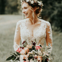 Long Sleeves V Neck Wedding Dresses Bridal Gown - Thumbnail 2