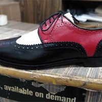 Custom Wingtip Black Red Oxfords Handmade Men Formal Occasion Shoes - Thumbnail 1