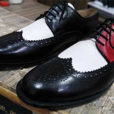 Custom wingtip black red oxfords handmade men formal occasion shoes - Thumbnail 2