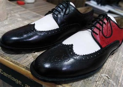 Custom Wingtip Black Red Oxfords Handmade Men Formal Occasion Shoes