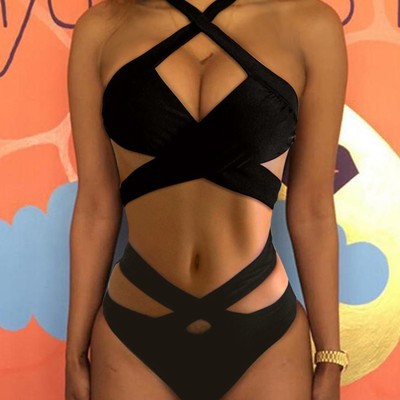 Solid color sexy split beach swimwear