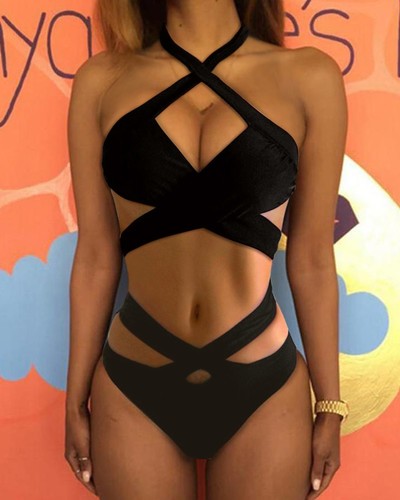 Solid Color Sexy Split Beach Swimwear