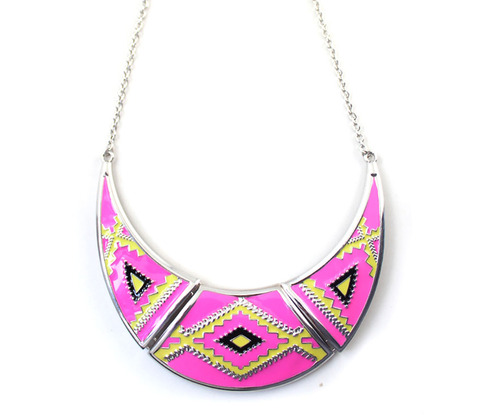 Pink Tribal Design Necklace