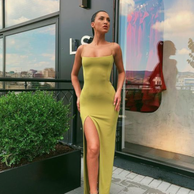 Simple long prom dress with side slit  - Thumbnail 3