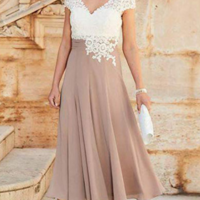 Cap Sleeves Lace Appliques A-Line Mother of the Bride Dress - Thumbnail 1