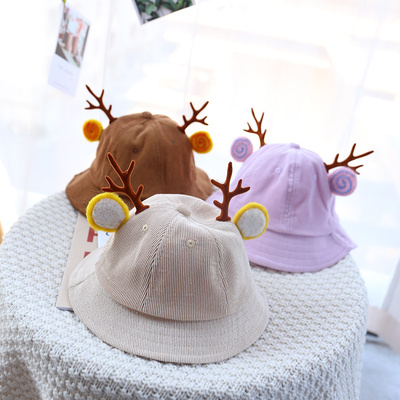 Antler ear corduroy bucket hat