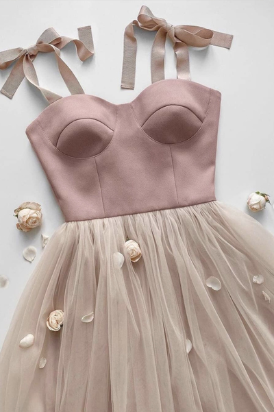 SP1556,Pink Tulle Homecoming Dresses,A-Line Sweetheart Graduation Dresses