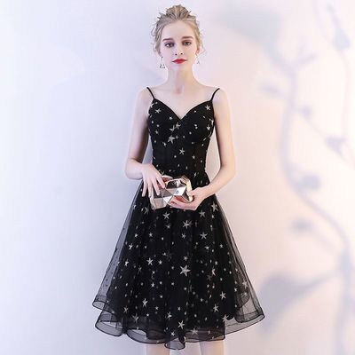 Sp1561,cute black v neck short prom dress,black homecoming dress - Thumbnail 2