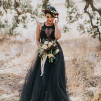 SP1573,Sexy A-Line Halter Black Lace Wedding Dresses,Tulle Bridal Gowns - Thumbnail 1