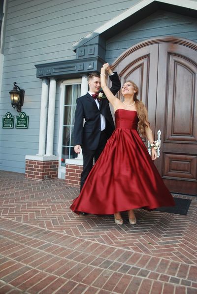 SP1574,Simple Satin Strapless Dark Red Satin Long Prom Evening Dress