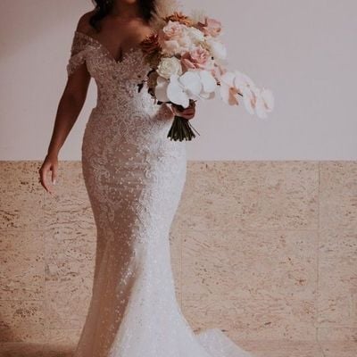 Sp1582,popular mermaid off the shoulder plus size lace wedding dress