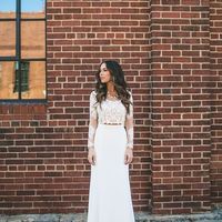 SP1583,Elegant Two Piece Long Sleeves White Wedding Dresses - Thumbnail 1