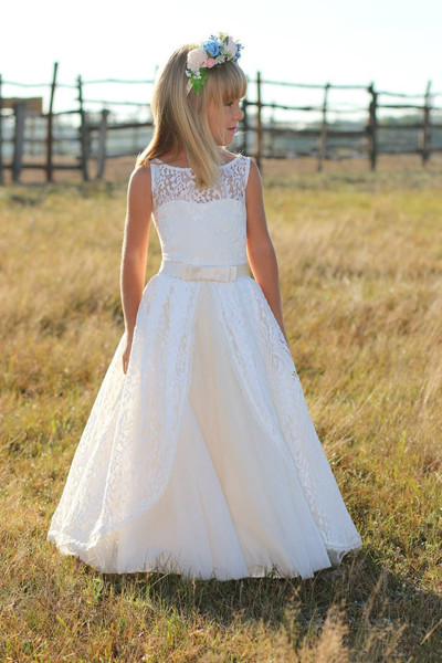 SP1590,Lace Kids Wedding Girl Flower Girl Dress With Train Kids Clothing Wedding Occasion Birthday Party Wedding Girl Princess Dress