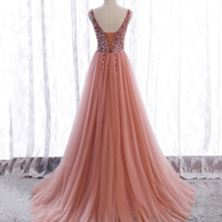 Gorgeous Mermaid v neck tulle beads prom dress  - Thumbnail 2