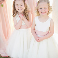 SP1599,Sweet Flower Girl Dresses with Pink Sash,Bowknot Blush Pink Flower Girl Dresses - Thumbnail 1