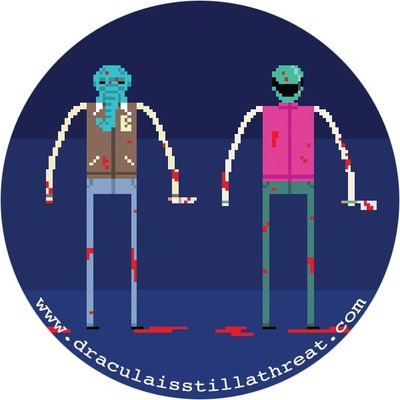 2" x 2" sticker - pixel rufus & biker (hotline miami)