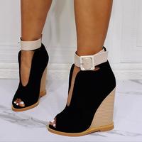 Sexy wedge with high heel sandals S-496 - Thumbnail 3