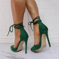 Lace-up sexy ultra-fine high-heeled pointed-toe women's single shoes S-505 - Thumbnail 2