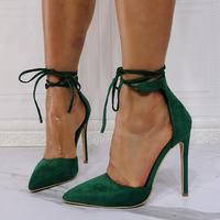 Lace-up sexy ultra-fine high-heeled pointed-toe women's single shoes S-505 - Thumbnail 1