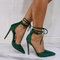 Lace-up sexy ultra-fine high-heeled pointed-toe women's single shoes S-505 - Thumbnail 4