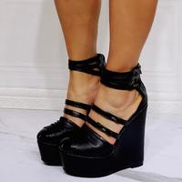 Sexy Black High Heel Sandals S-507 - Thumbnail 1