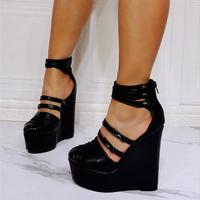 Sexy Black High Heel Sandals S-507 - Thumbnail 2