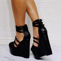 Sexy Black High Heel Sandals S-507 - Thumbnail 3