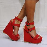 Red sexy high heel sandals S-509 - Thumbnail 5