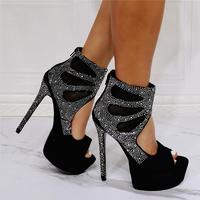 Rhinestone cutout high-heel sandals S-511 - Thumbnail 2