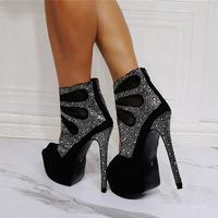 Rhinestone cutout high-heel sandals S-511 - Thumbnail 4