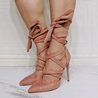 Lace-up stiletto sexy pointed-toe women's single shoes S-514 - Thumbnail 2