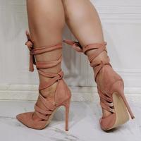 Lace-up stiletto sexy pointed-toe women's single shoes S-514 - Thumbnail 1