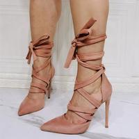 Lace-up stiletto sexy pointed-toe women's single shoes S-514 - Thumbnail 4