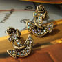 Rhinestone Anchor Earrings - Thumbnail 1
