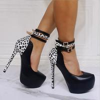 Sexy leopard stitching stiletto shoes S-515 - Thumbnail 1