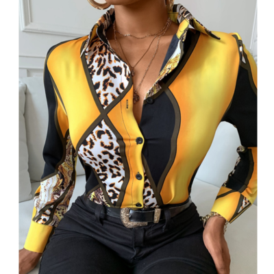 Vintage Leopard Print Long Sleeve Shirt