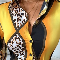 Vintage Leopard Print Long Sleeve Shirt - Thumbnail 2