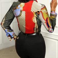 Sexy Printed Long-Sleeved Shirt - Thumbnail 2