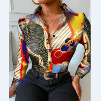 Sexy Printed Long-Sleeved Shirt - Thumbnail 1