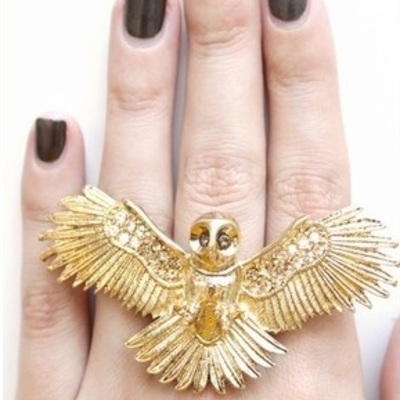 Adjustable owl open wing ring