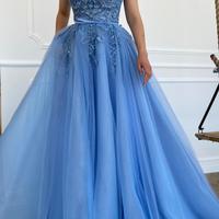 SP1616,Sweetheart Prom Dresses Sweetheart Tulle Beaded Evening Party Dresses - Thumbnail 1