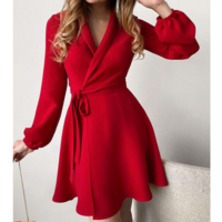 Solid Color Women'S Long Sleeve Dress - Thumbnail 1