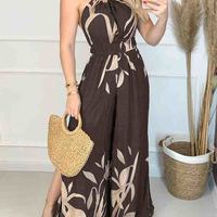 Printed Sexy Sleeveless Jumpsuit - Thumbnail 2