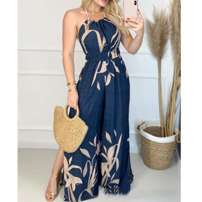 Printed Sexy Sleeveless Jumpsuit