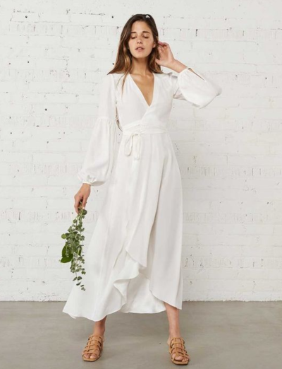 A Line Long Sleeves Prom Dress Beach Wedding Dresses