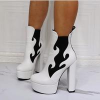 Flame thick heel fashion super high heel women's short boots S-516 - Thumbnail 1