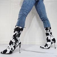Milk pattern fashion super high heel women's short boots S-518 - Thumbnail 1